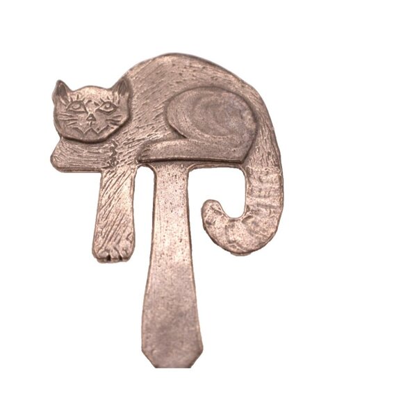 G.F Jackson Signed Cat Bookmark Place Holder Pewter Silver Vintage Animal Signed - Picture 1 of 8